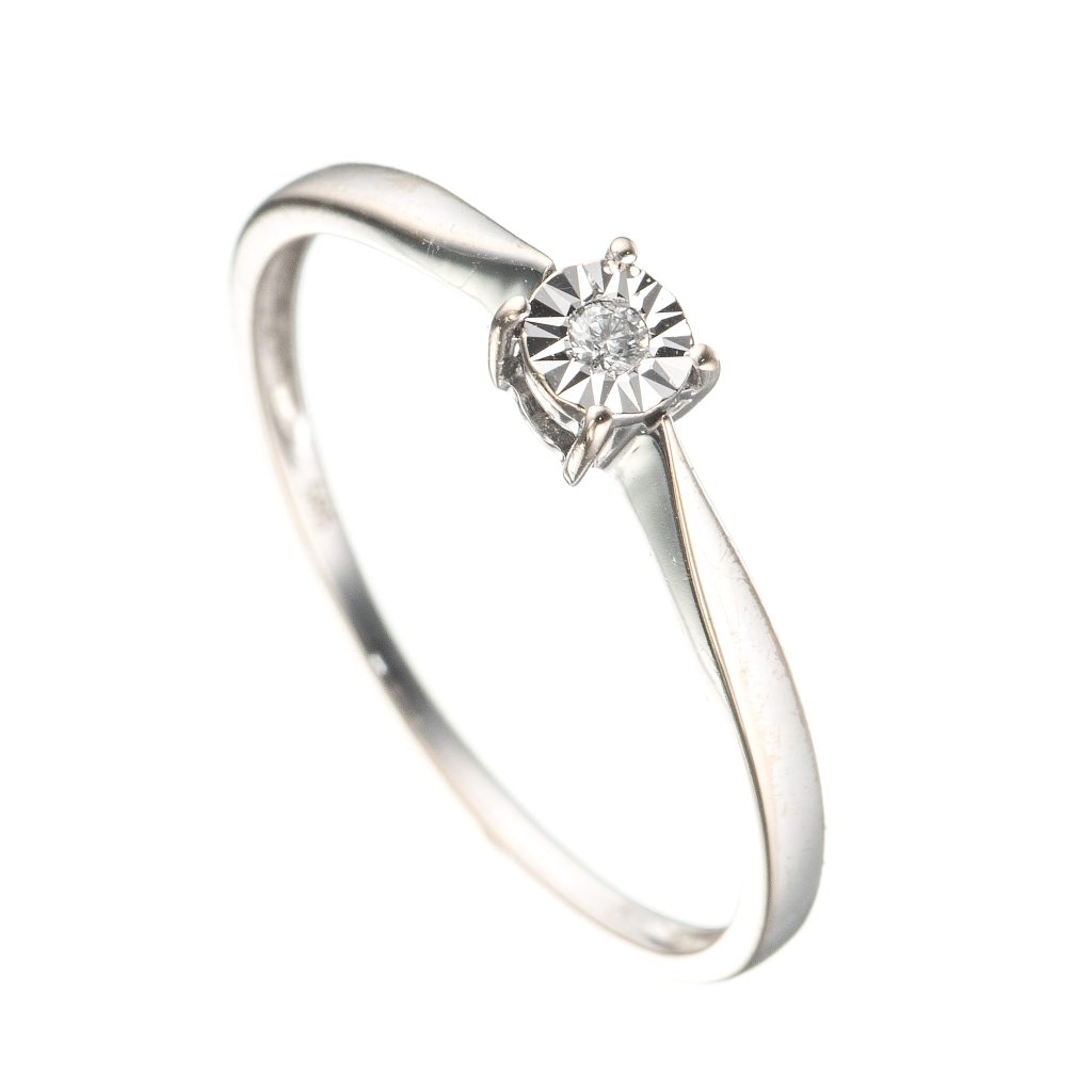 Ring, hvitt gull, diamant (0,015 ct.)