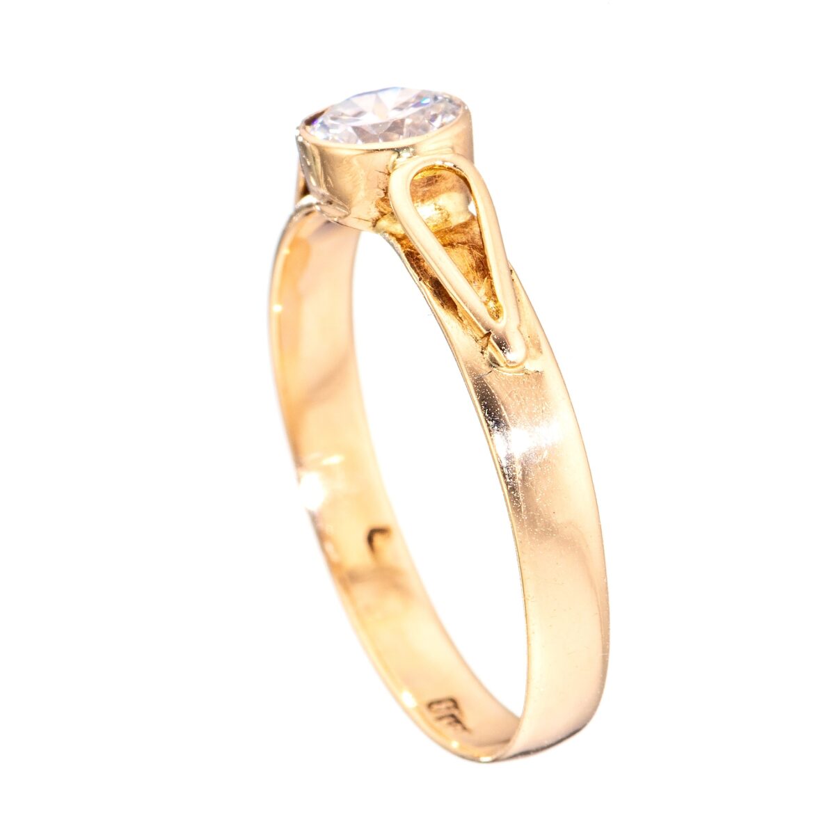 Ring, gult gull, zirkonia - Bilde 2