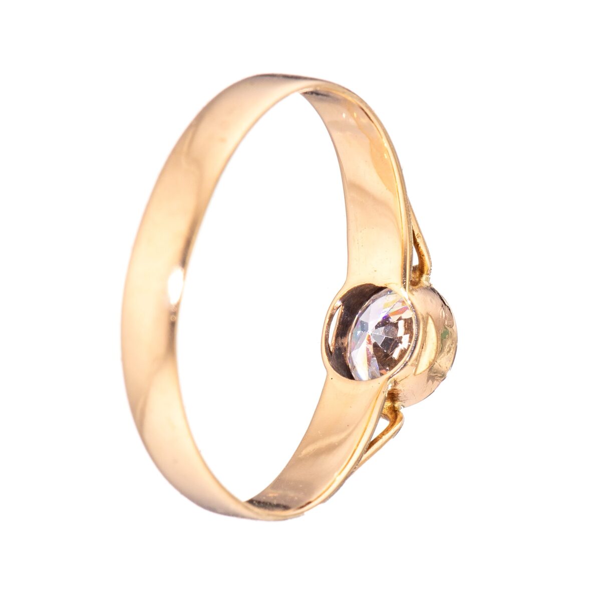 Ring, gult gull, zirkonia - Bilde 3