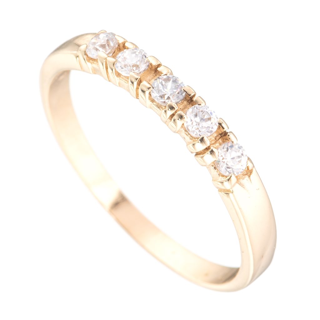 Ring, gult gull, zirkonia