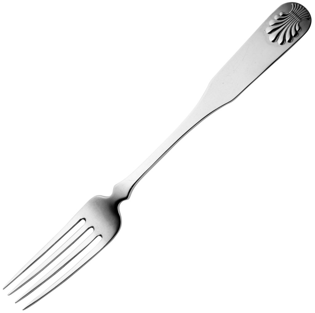 Gammelt Skjell spisegaffel 21 cm