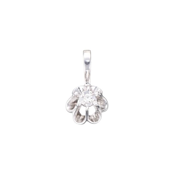 Anheng, hvitt gull, diamant (0,02 ct.)