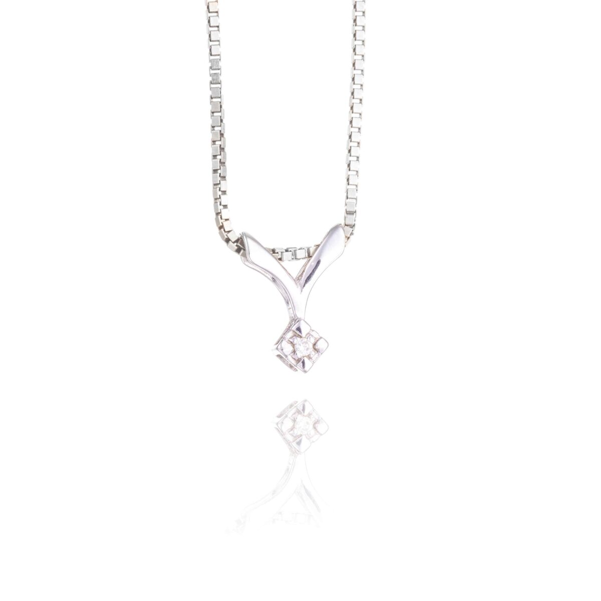 Anheng, hvitt gull, diamant (0,005 ct.)