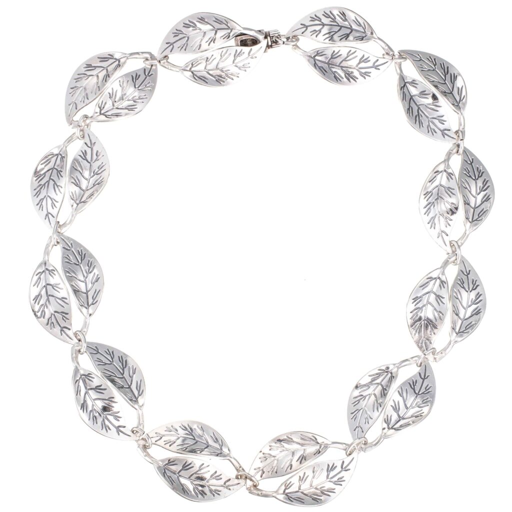 Blad collier, sterling sølv