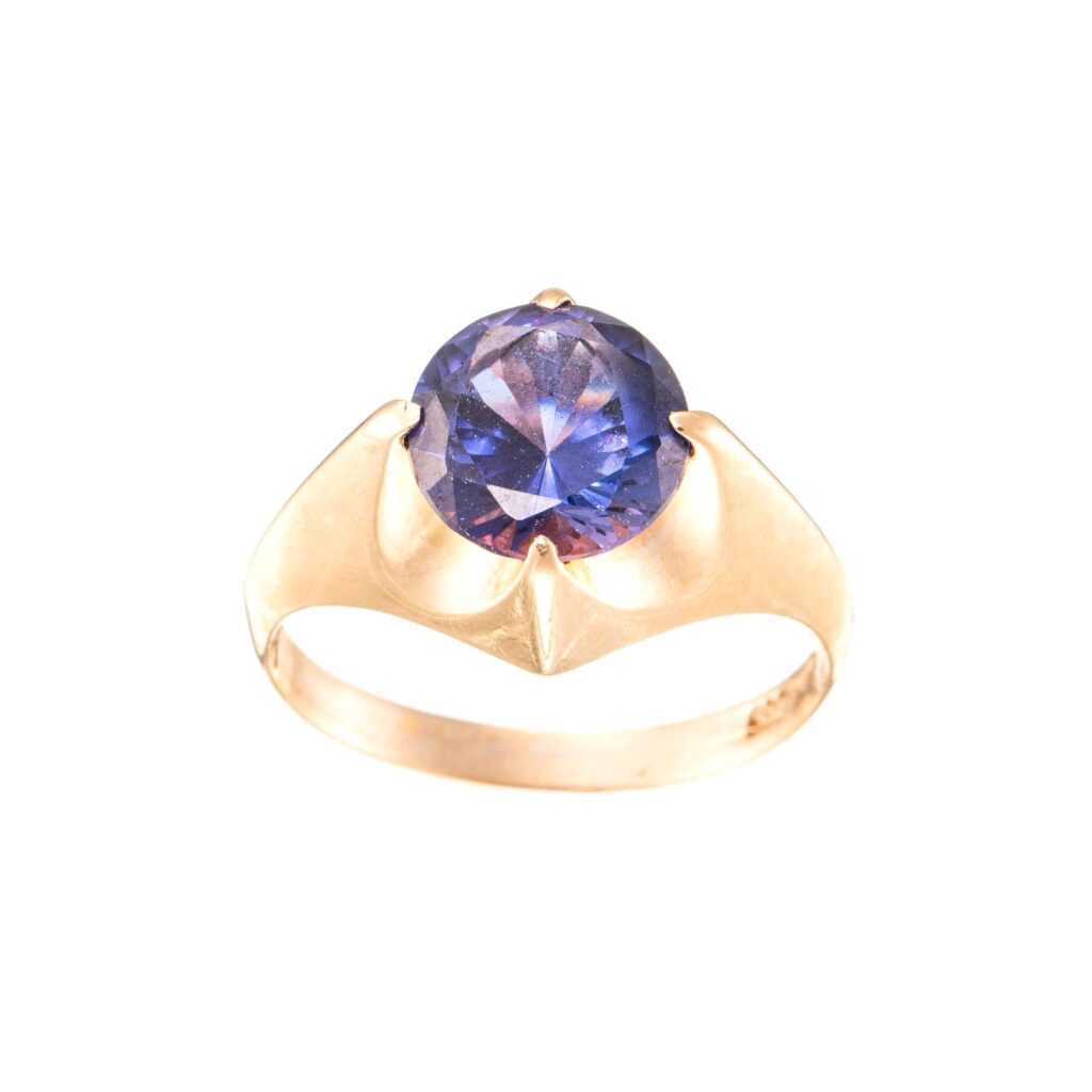 Ring, gult gull, alexandritt