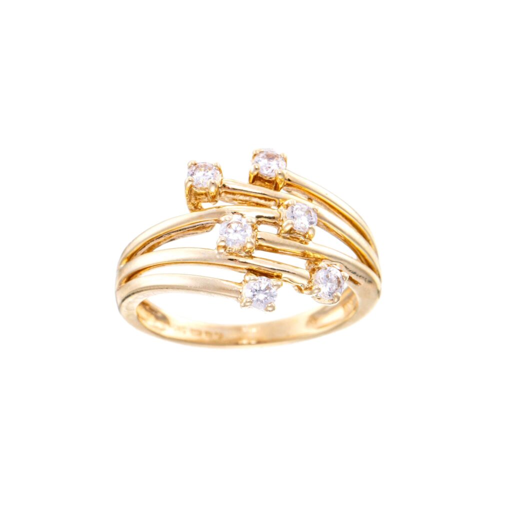Ring, gult gull, zirkonia