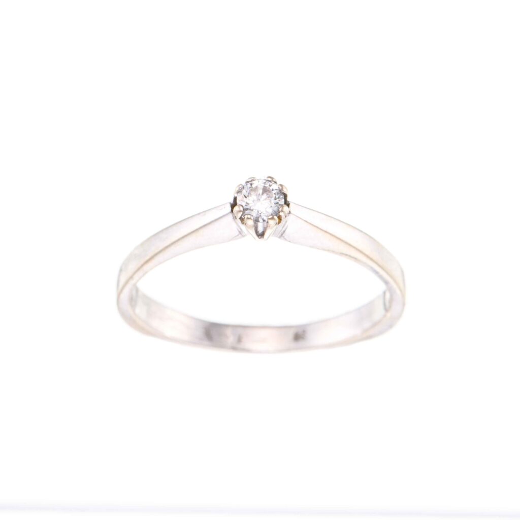 Diamantring (0,10 ct.), hvitt gull