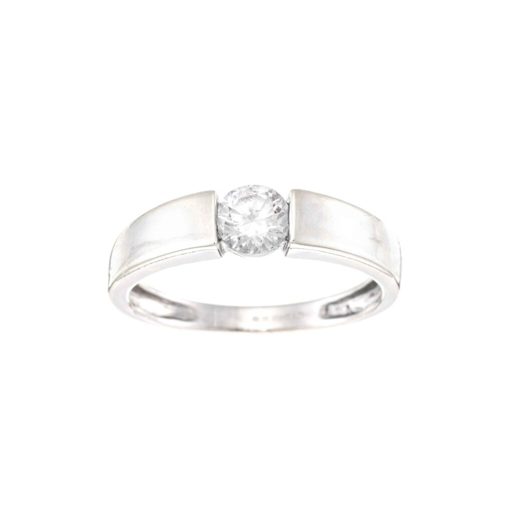 Ring, hvitt gull, zirkonia