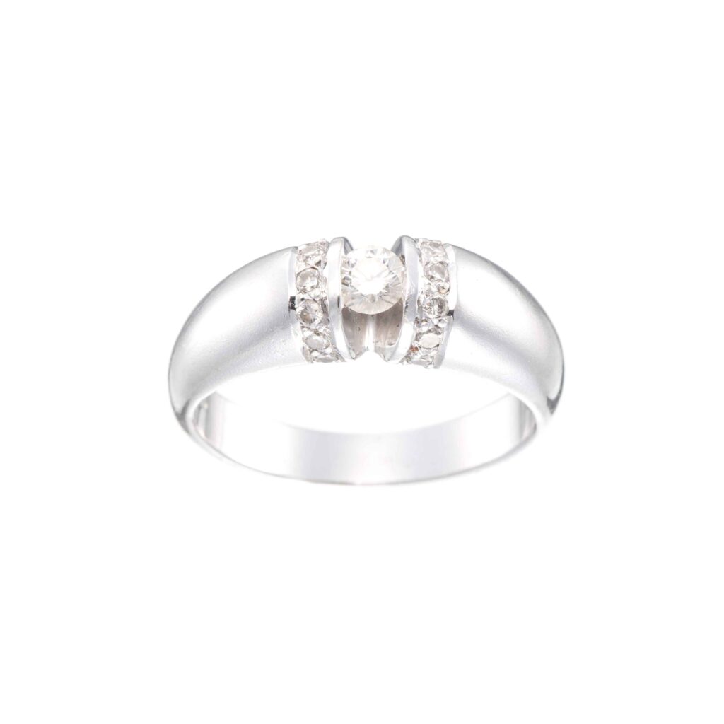Diamantring (0,22 ct.), hvitt gull