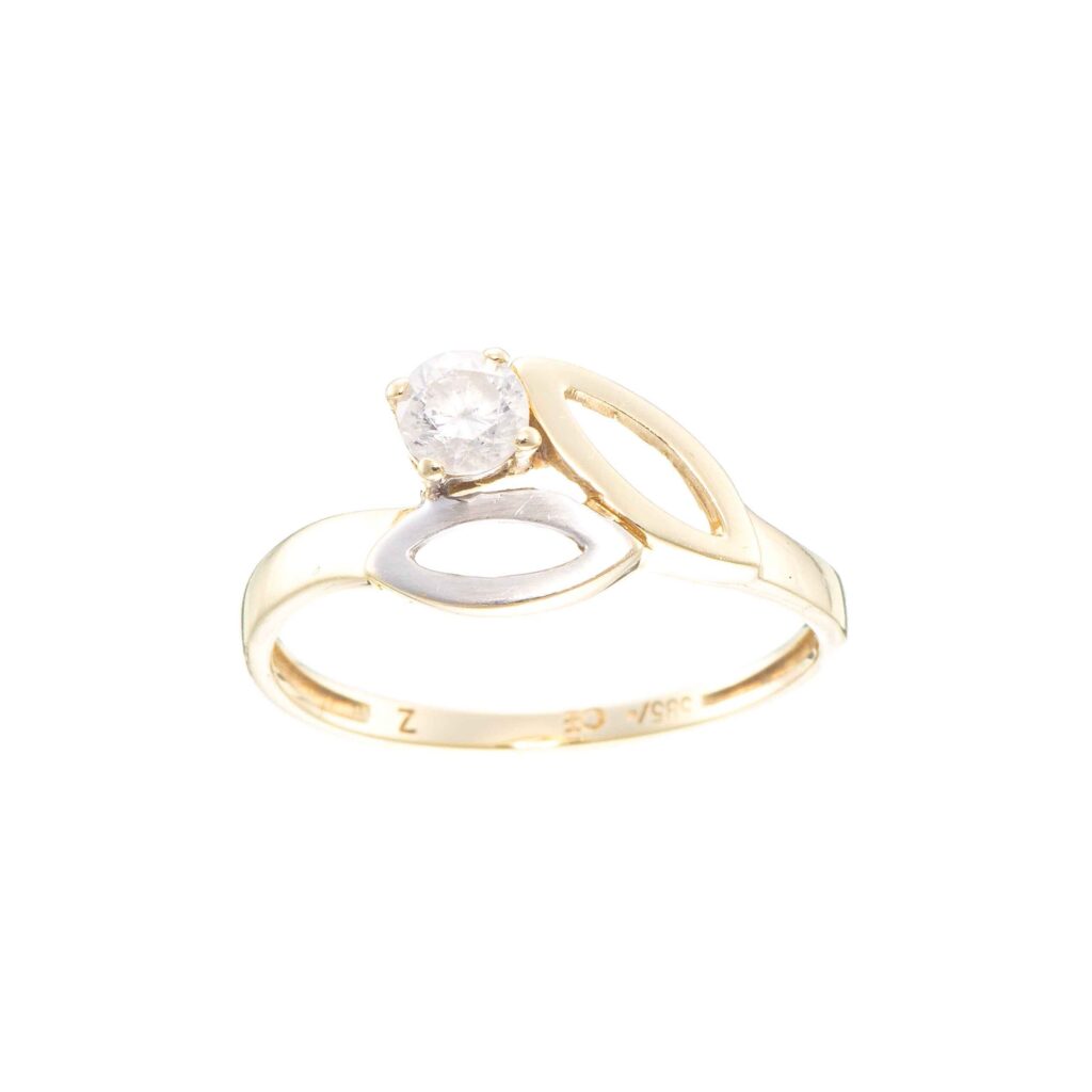 Ring, gult gull, zirkonia