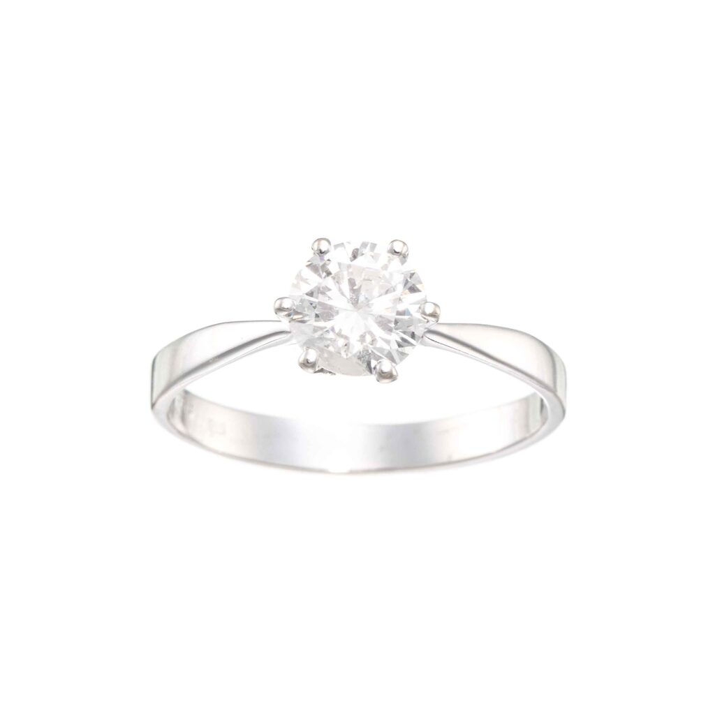 Diamantring (0,96 ct.), hvitt gull