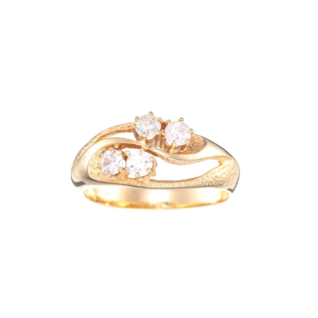 Ring, gult gull, zirkonia