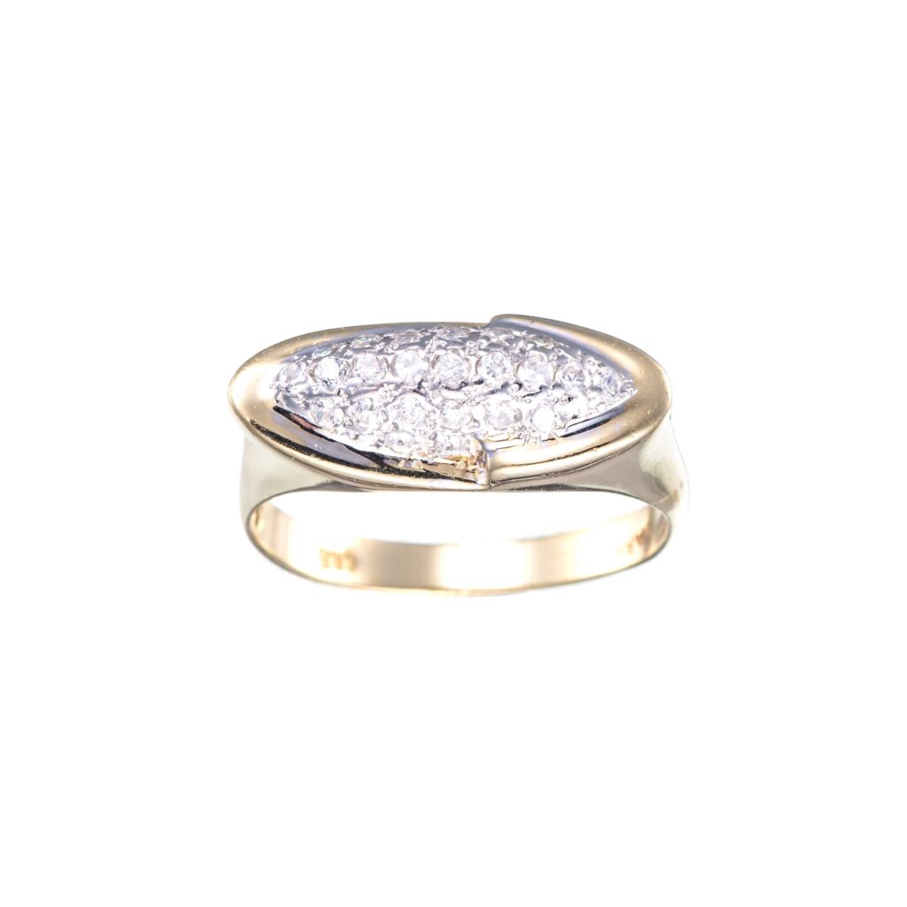 Ring, gult gull, zirkonia
