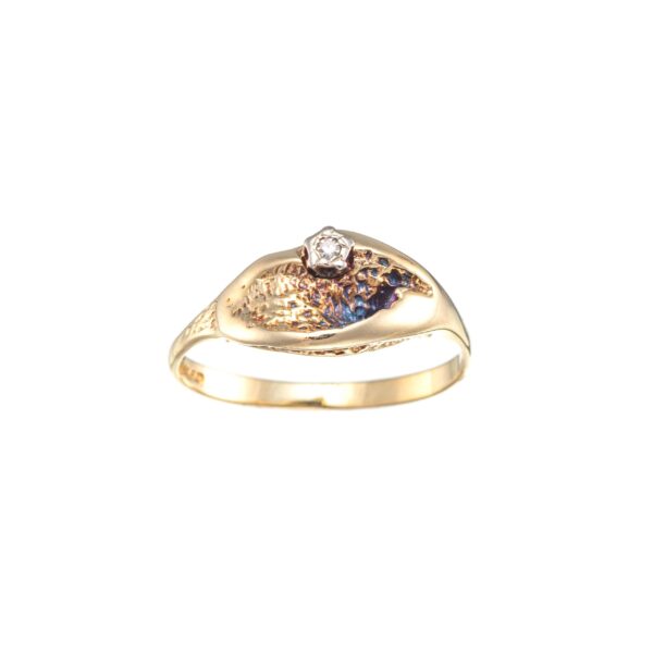 Ring, gult gull, diamant (0,015 ct.)