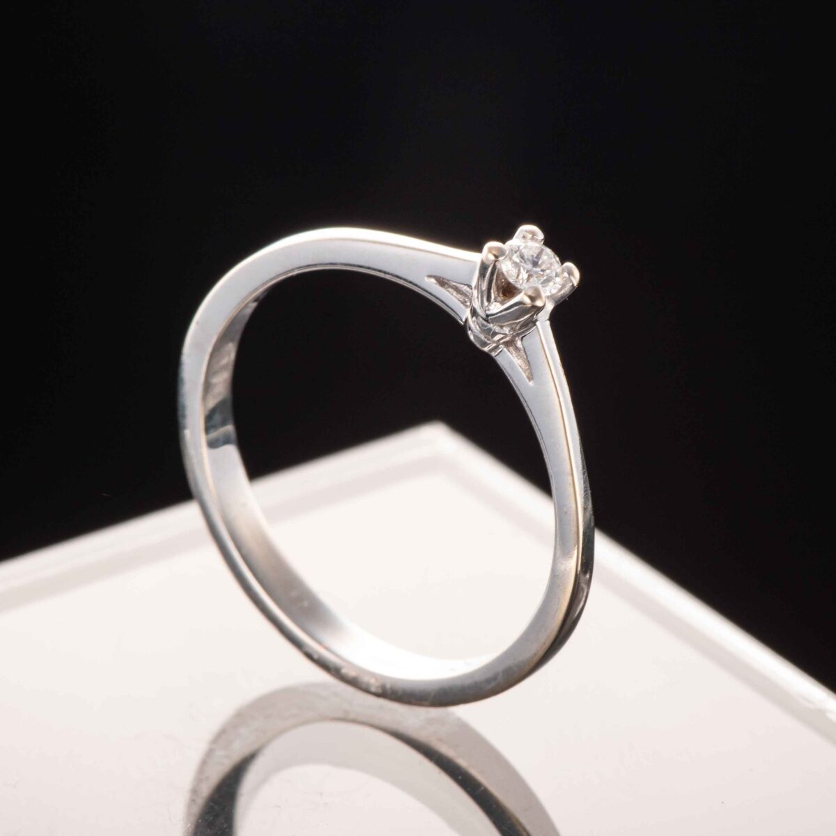 Diamantring (0,08 ct.), hvitt gull - Bilde 3