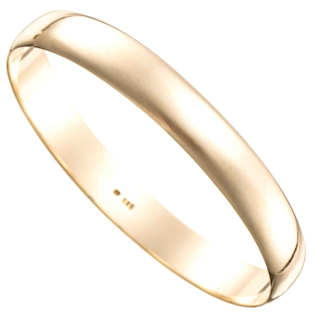 Glatt armring (9,8 mm), gult gull
