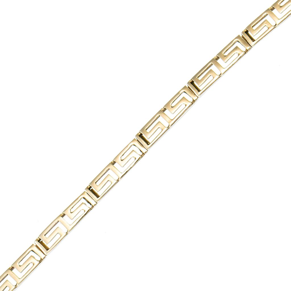 Meander armbånd 19 x 0,34 cm, gult gull