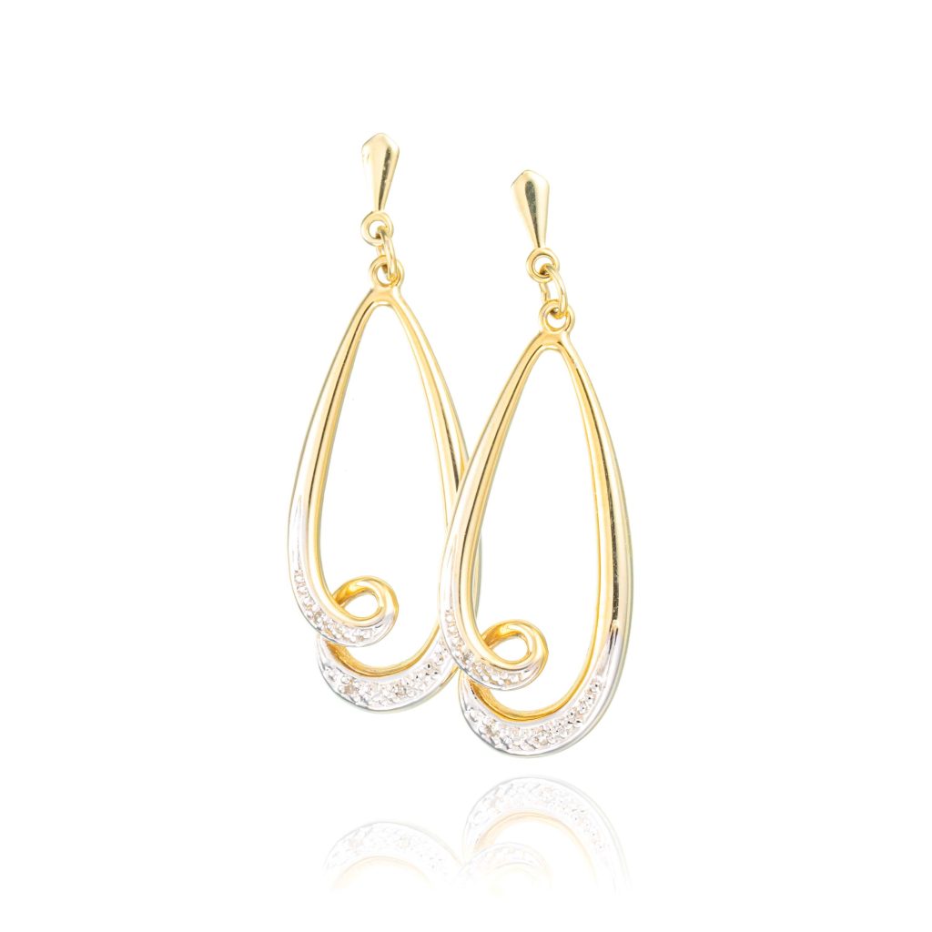 Ørepynt, gult gull, diamanter (0,03 ct.)