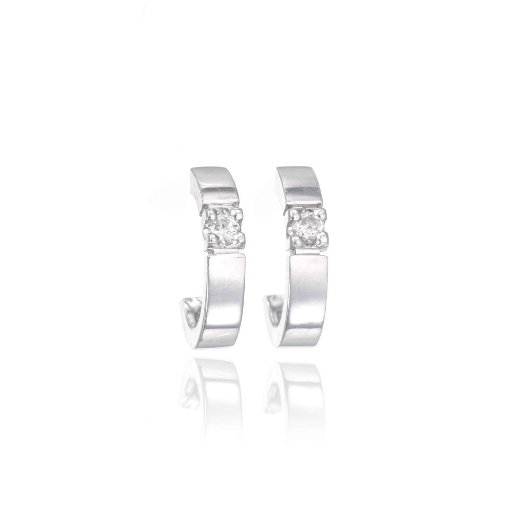 Øreringer, hvitt gull, diamanter (0,06 ct.)