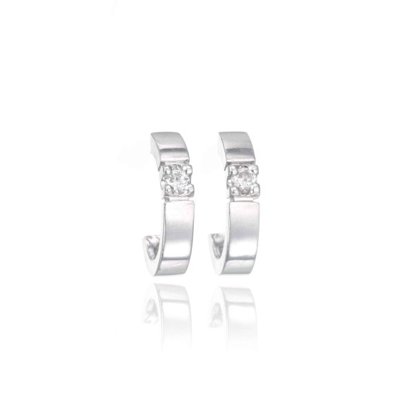 Øreringer, hvitt gull, diamanter (0,06 ct.)