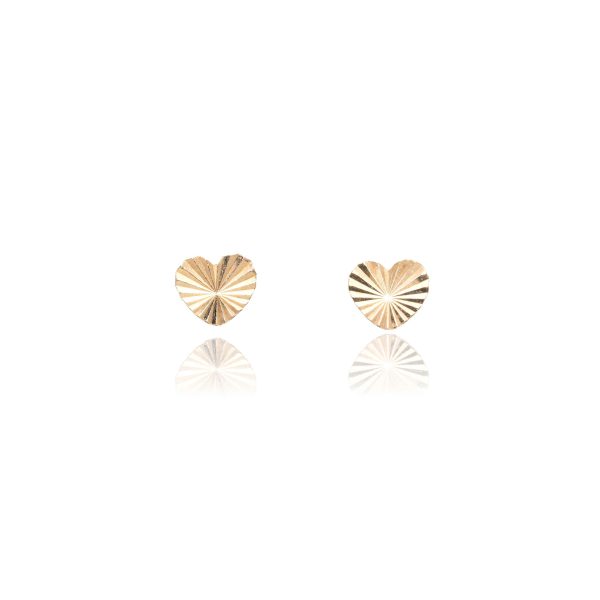 Hjerte øredobber, gult gull