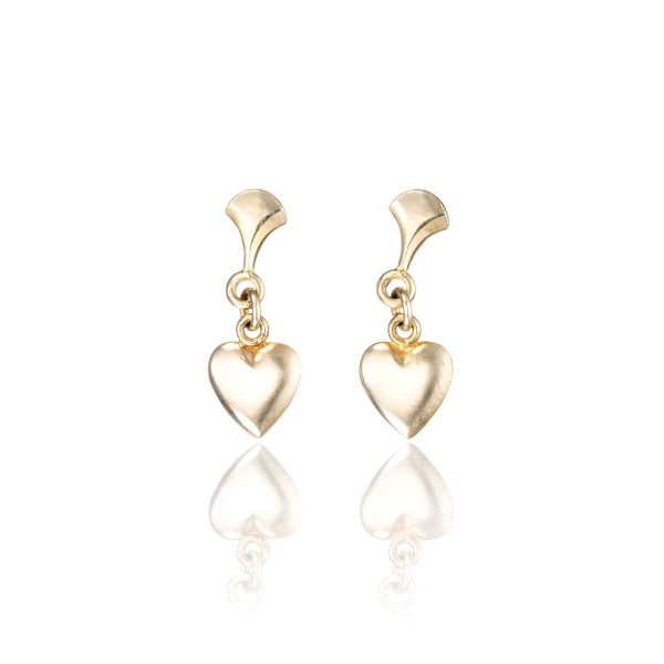 Hjerteheng øredobber, gult gull