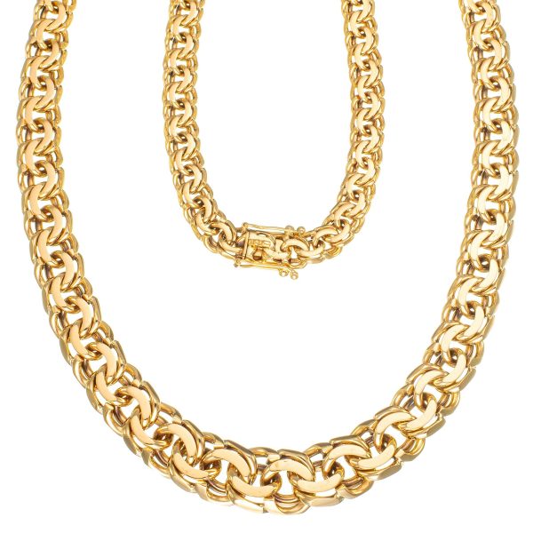 Bismarck halskjede 43,5 cm, gult gull