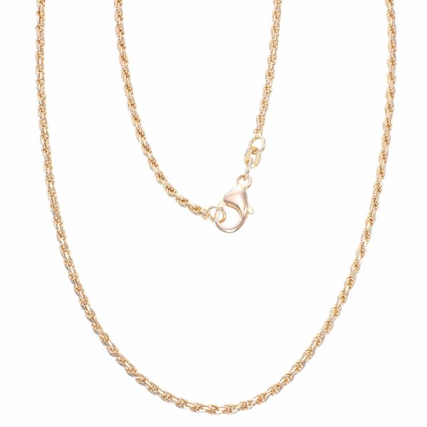 Fasettert cordel halskjede 45,5 x 0,175 cm, gult gull