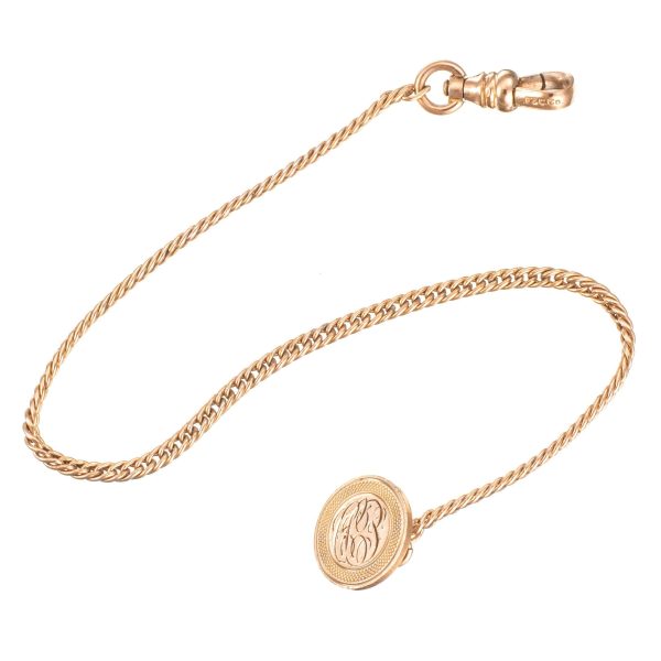 Klokkekjede 22,5 cm, gullfylt