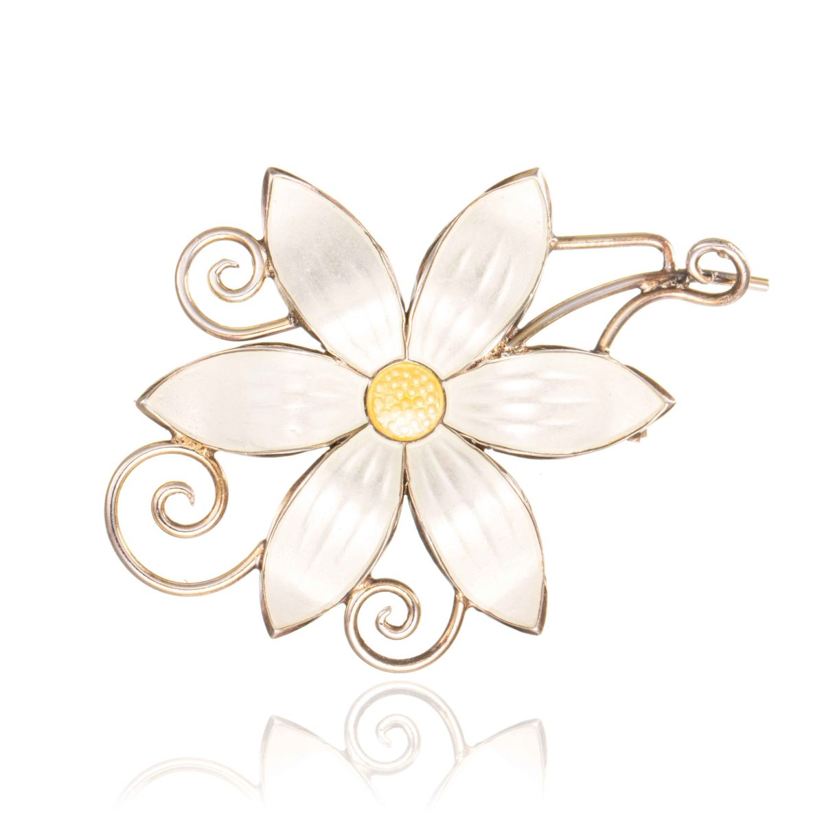 Margeritt, emalje, sølv