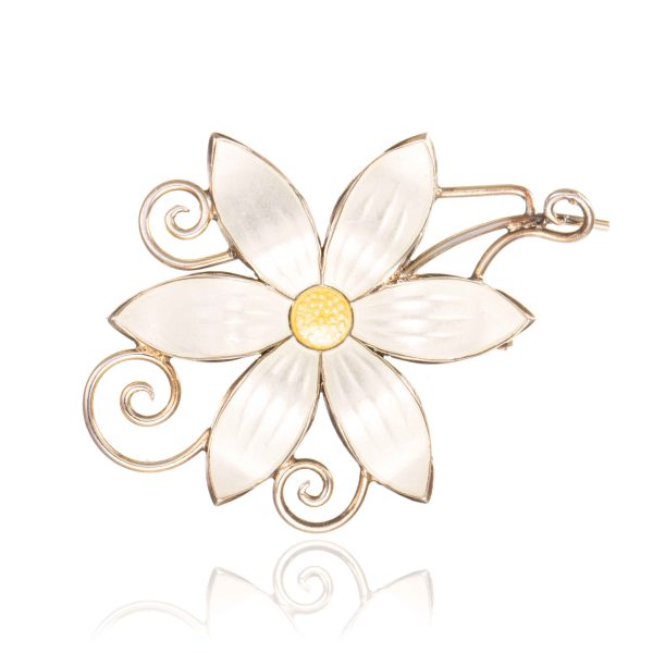 Margeritt, emalje, sølv