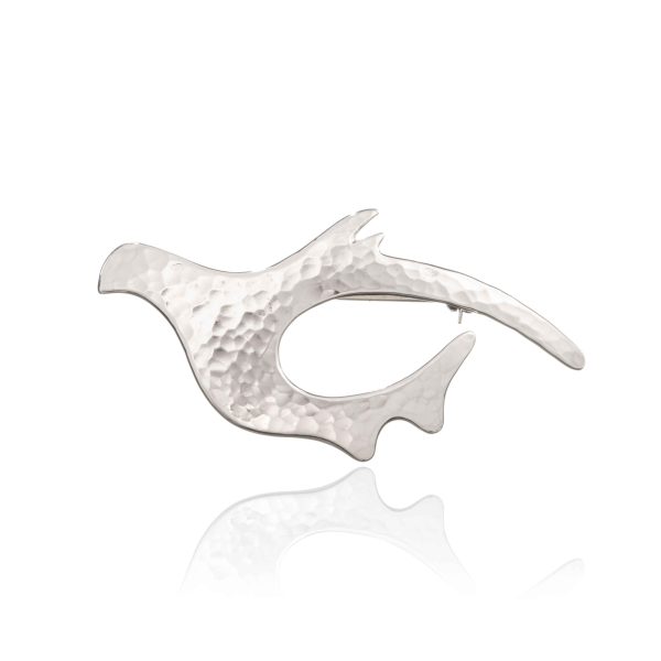 Hamret fuglebrosje, sterling sølv