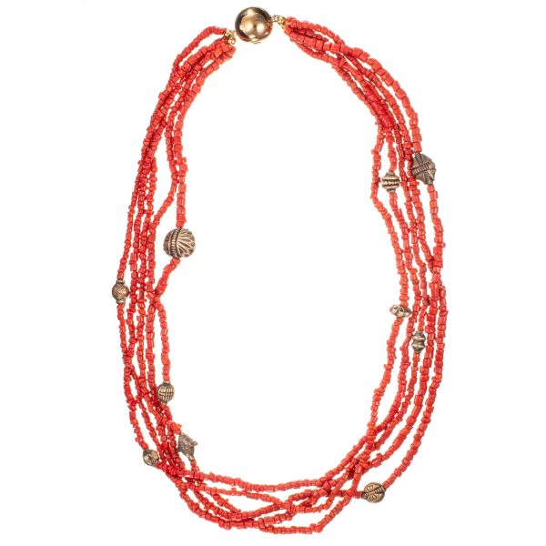 Korall (imitasjon) halssmykke, sterling sølv
