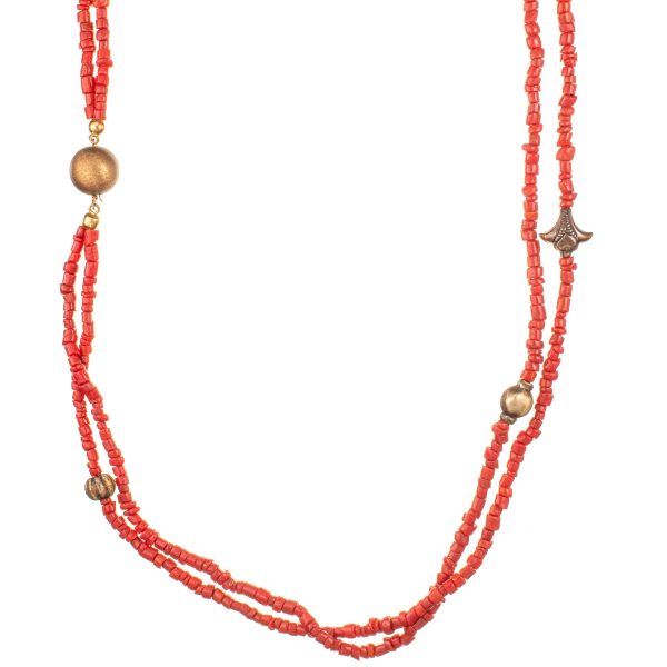 Korall (imitasjon) halssmykke, sterling sølv