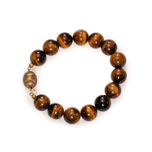 Tigerøye armbånd, forgylt sterling sølv