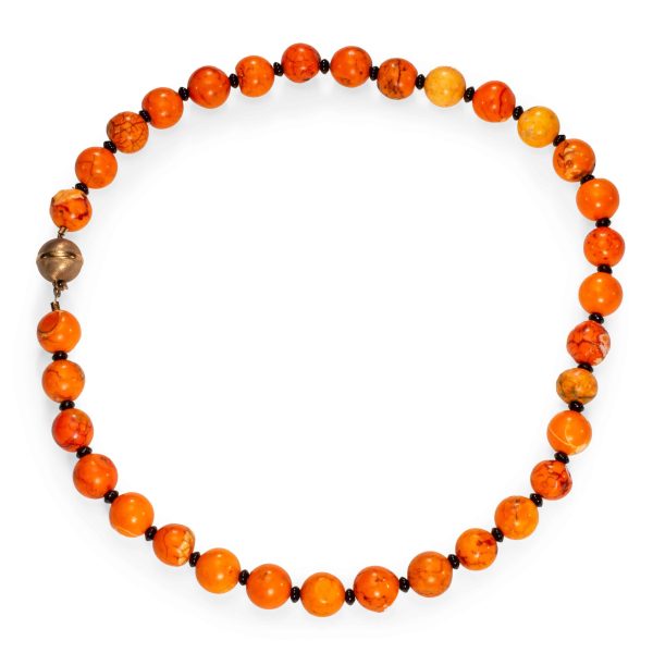 Oransje jaspis halssmykke, sterling sølv