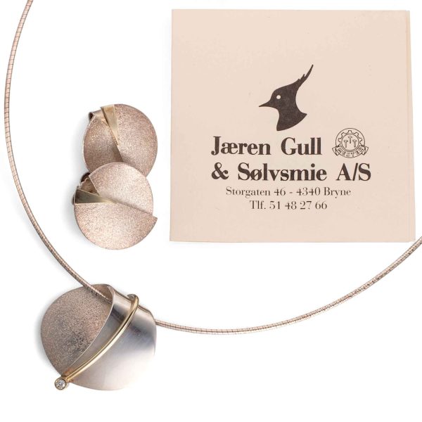 Smykkesett, sterling sølv, gull, diamant
