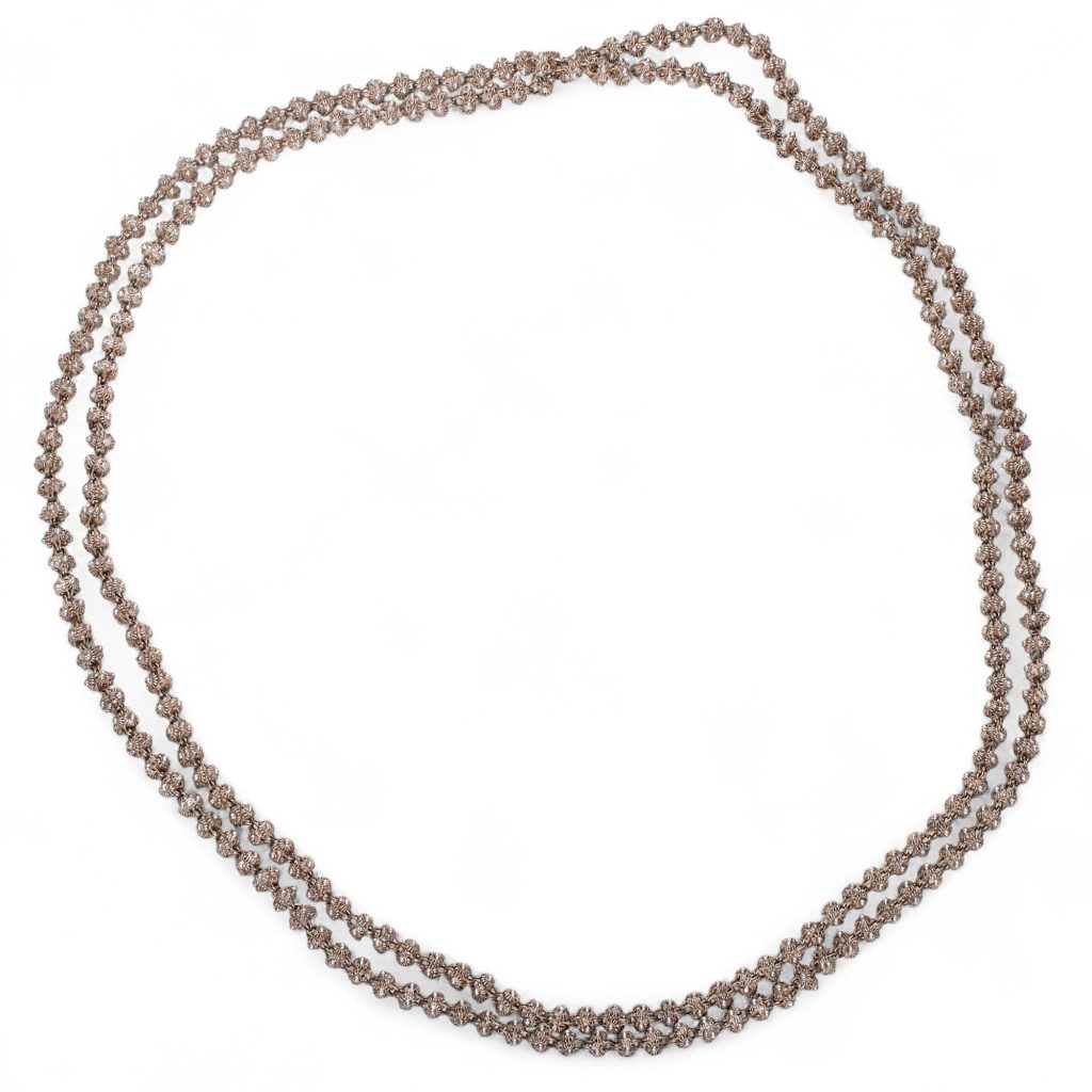 Filigran halskjede 122 cm, sølv