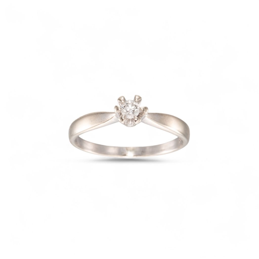 Diamantring (0,10 ct.), hvitt gull
