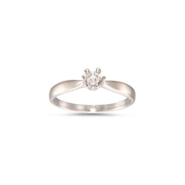 Diamantring (0,10 ct.), hvitt gull