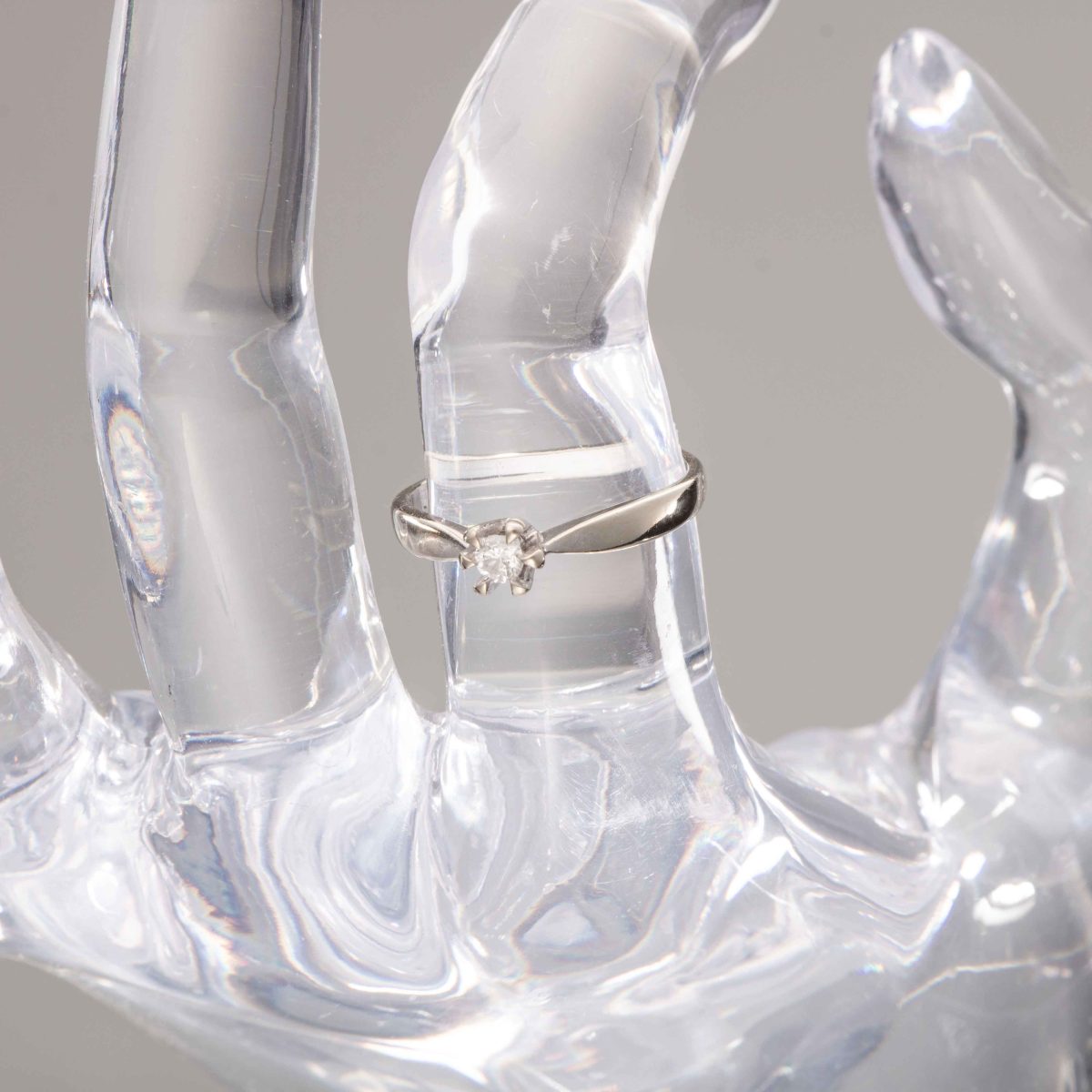Diamantring (0,10 ct.), hvitt gull - Bilde 4