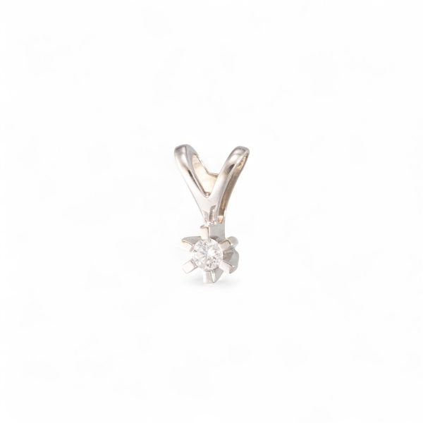 Diamant anheng (0,07 ct.), hvitt gull