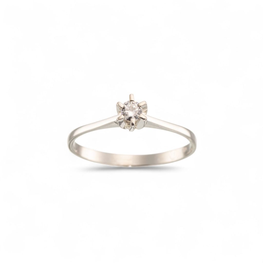 Diamantring (0,125 ct.), hvitt gull