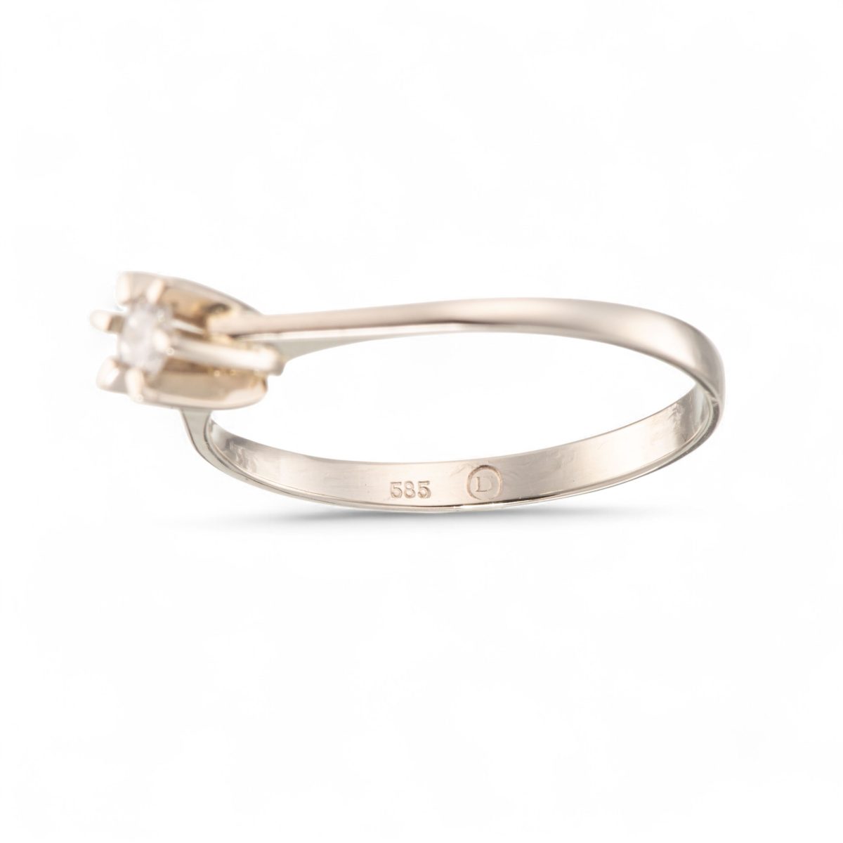 Diamantring (0,125 ct.), hvitt gull - Bilde 2