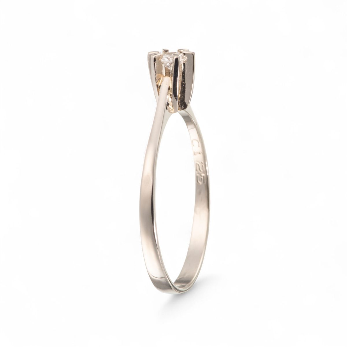 Diamantring (0,125 ct.), hvitt gull - Bilde 3