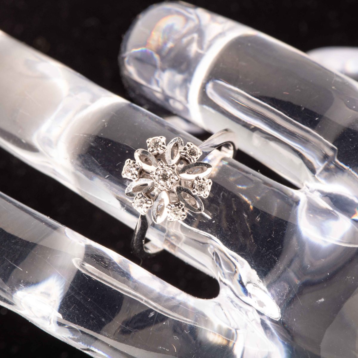 Rosett diamantring (0,08 ct.), hvitt gull - Bilde 3