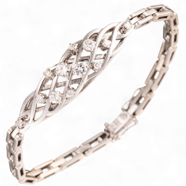 Diamant armbånd (0,645 ct.), hvitt gull