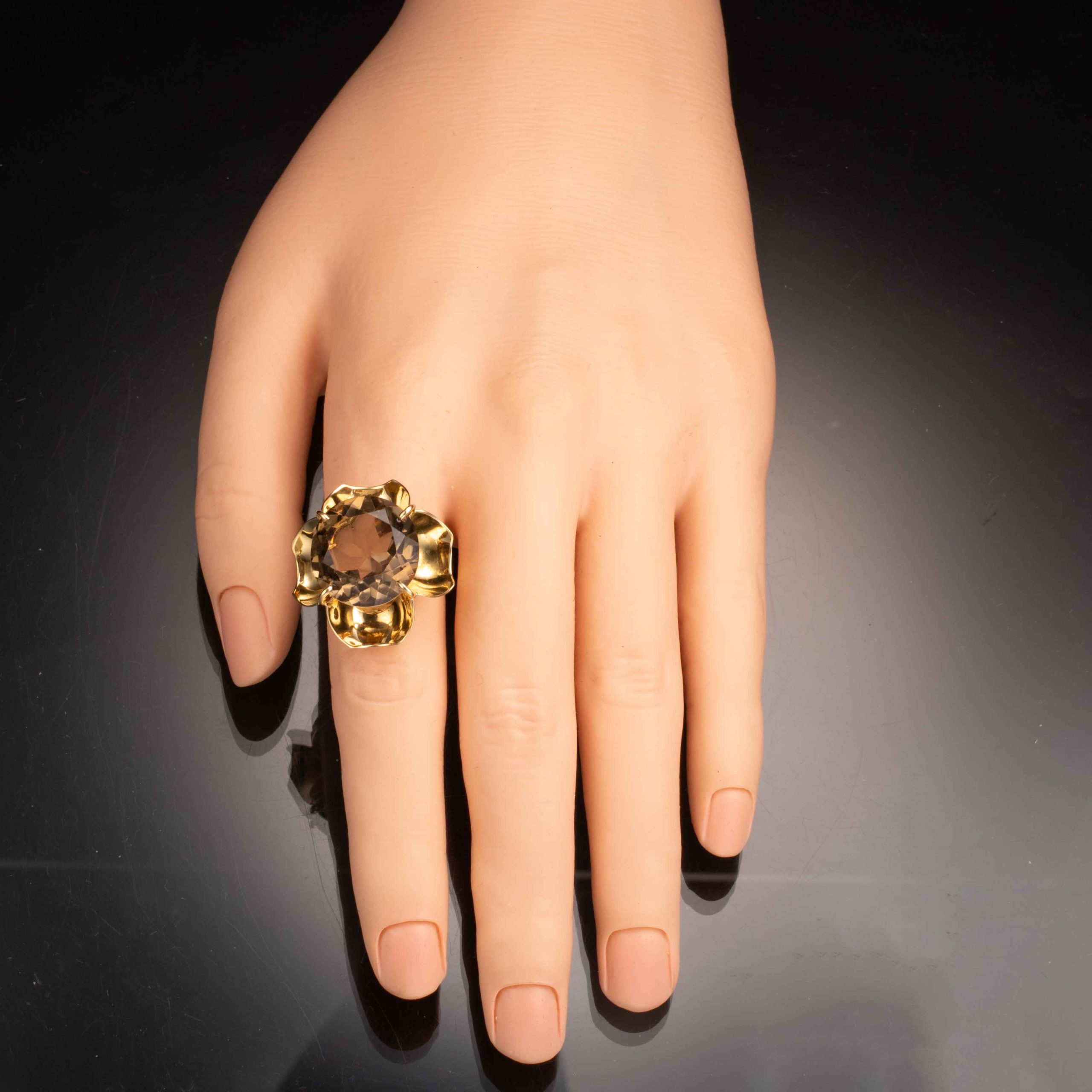 Kvartsring, gult gull - Bilde 5