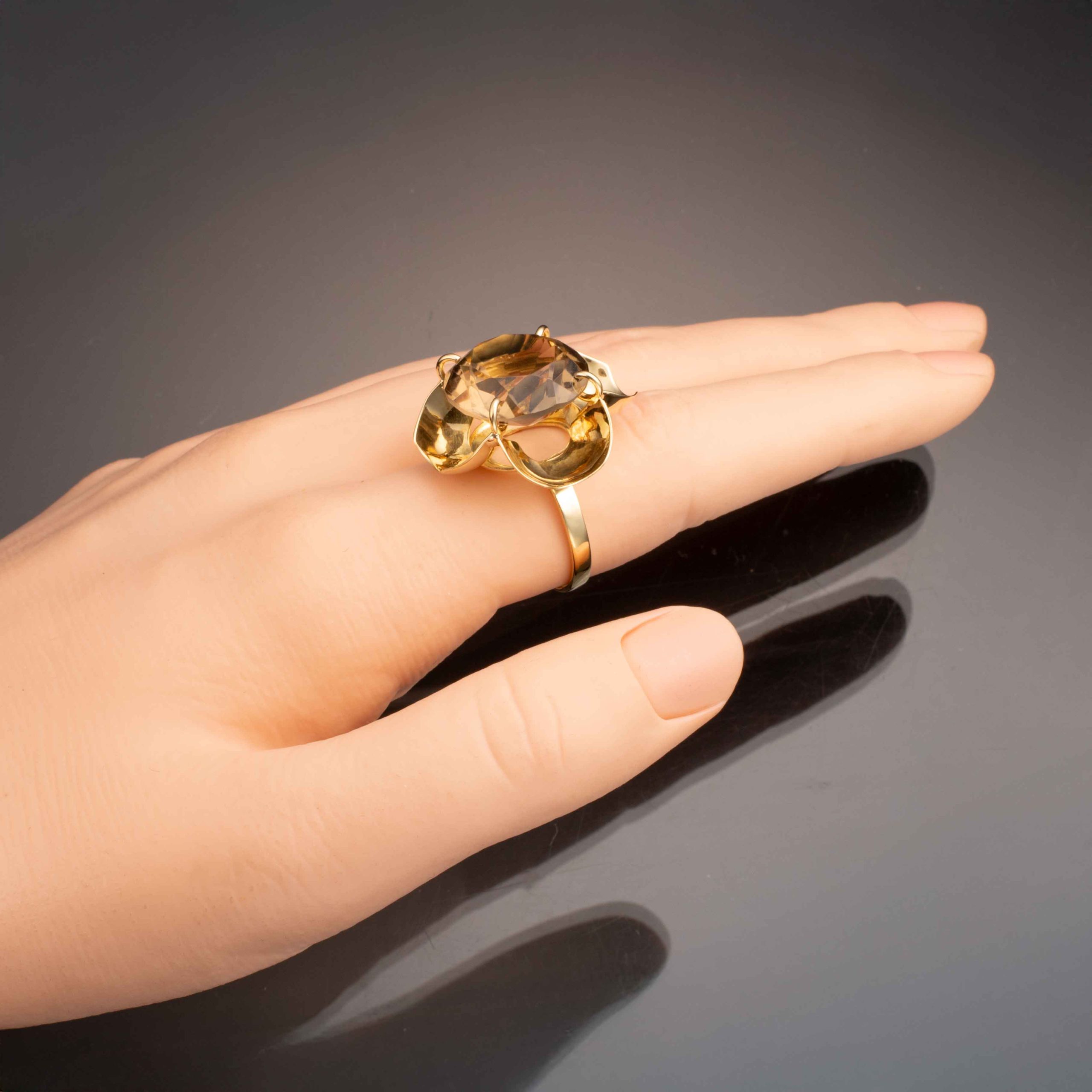 Kvartsring, gult gull - Bilde 6