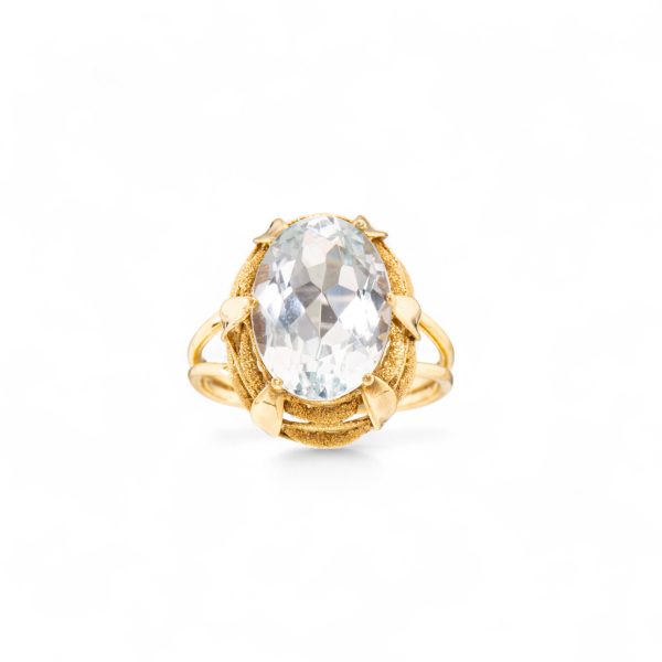 Akvamarinring, gult gull